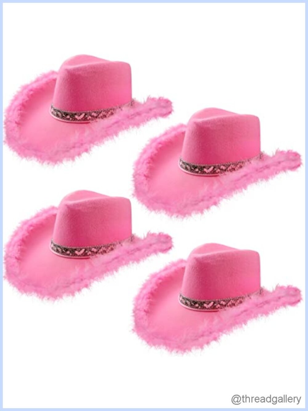 Felt Cowboy Hats with Feather Boa Sequin Trim 4 Pack